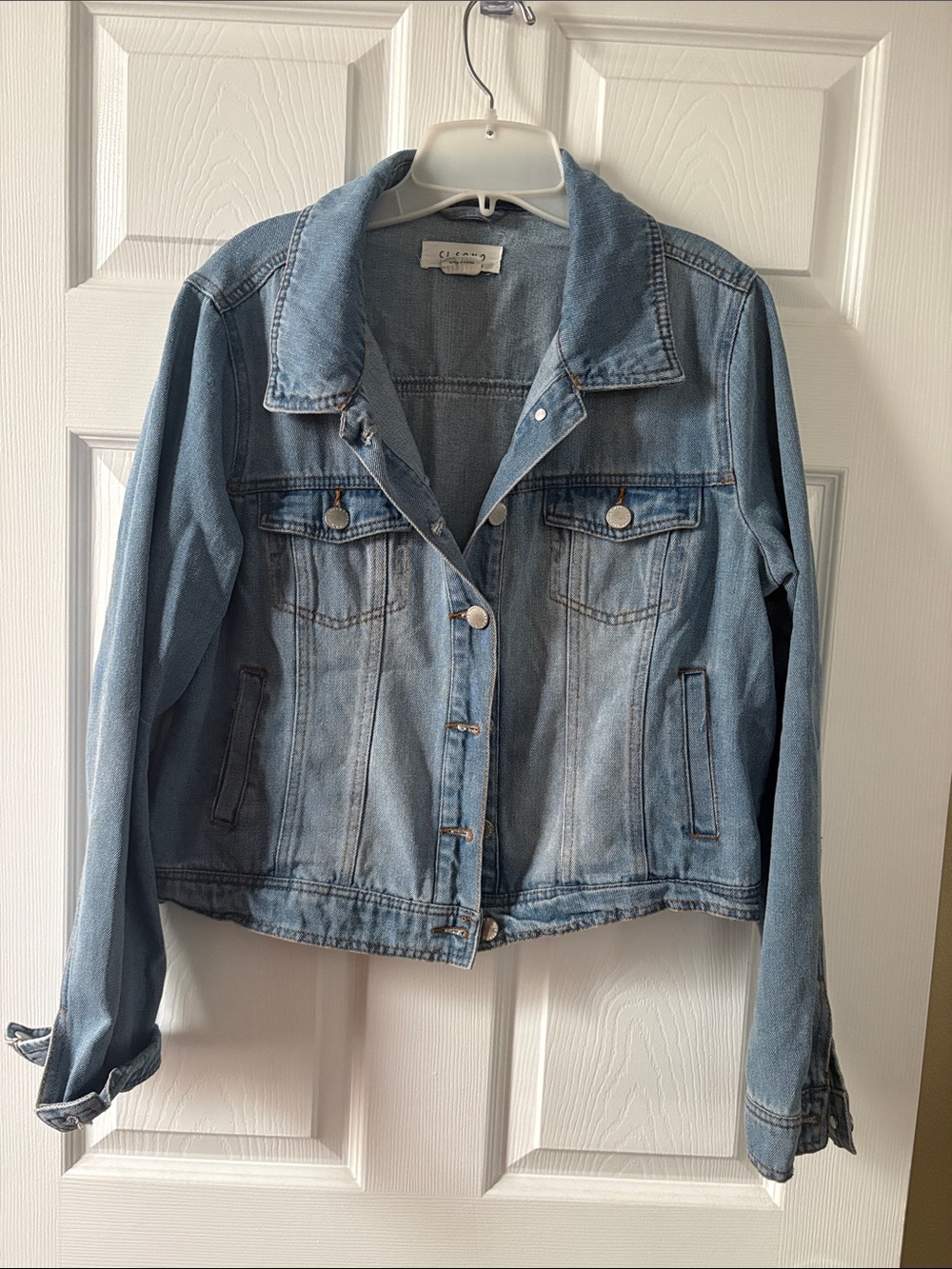 Ci Sono Light Blue Denim Jacket with Button Front